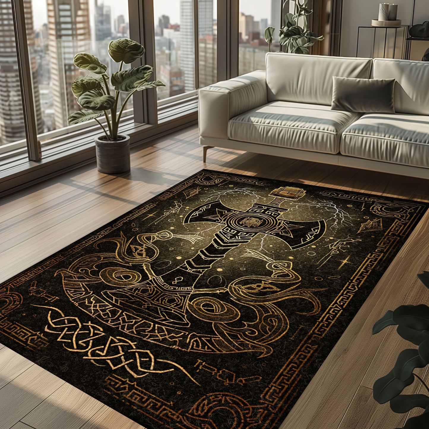 Intricate Viking Celtic Rug - Premium Norse Mythology Decor, Viking Rug, Personalized Carpet Viking Full Size for Viking Lovers