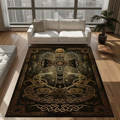 Intricate Viking Celtic Rug - Premium Norse Mythology Decor, Viking Rug, Personalized Carpet Viking Full Size for Viking Lovers