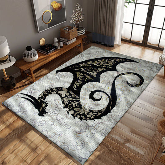 Modern Silhouetted Dragon Area Rug, Featuring a Stylized Design for a Chic and Enchanting Home Interior, Gift For Dragon Lovers, Personalized Dragon Rug for Living Room, Bedroom DG116