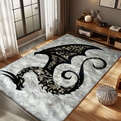 Modern Silhouetted Dragon Area Rug, Featuring a Stylized Design for a Chic and Enchanting Home Interior, Gift For Dragon Lovers, Personalized Dragon Rug for Living Room, Bedroom DG116