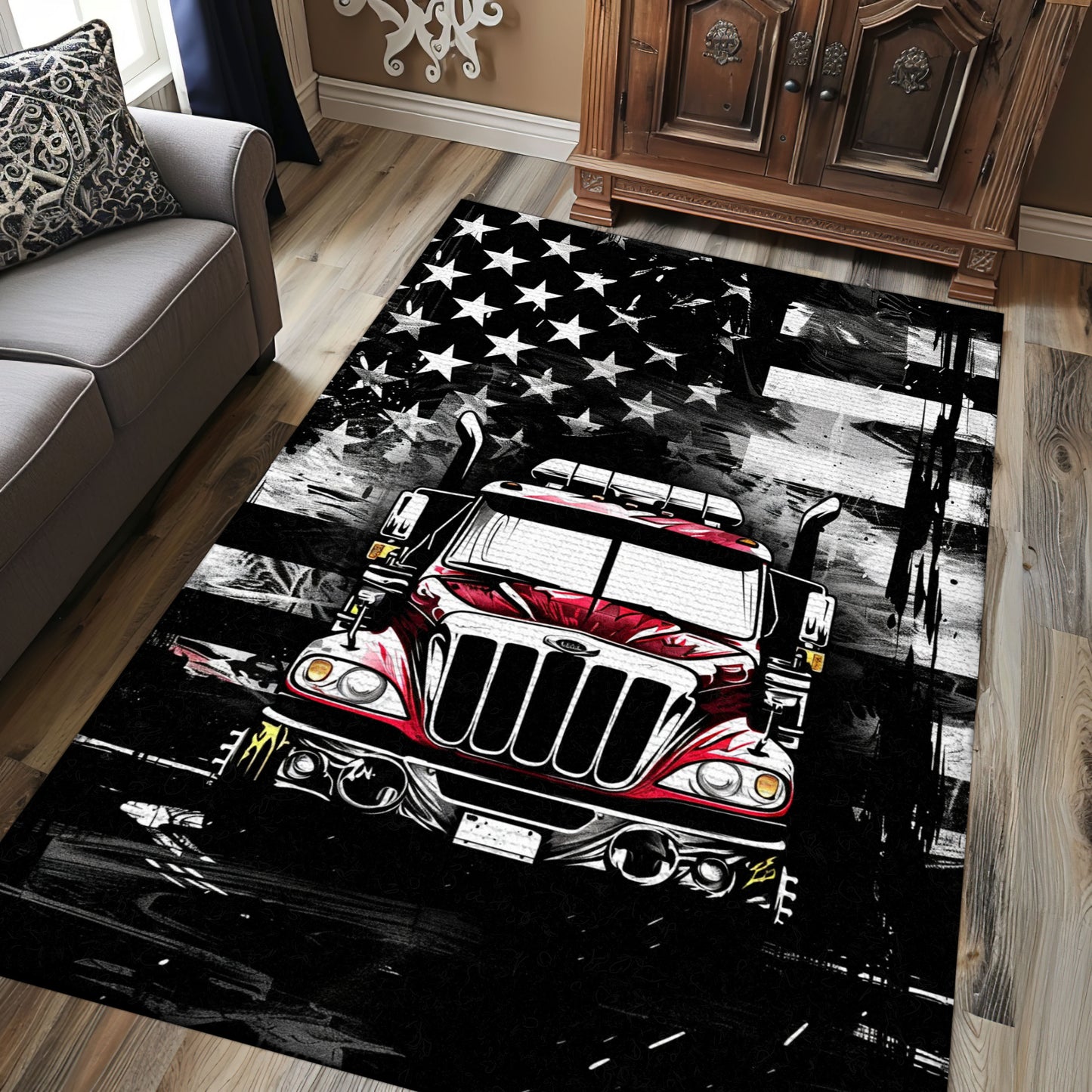 Personalized Firefighter Courage and Bravery Area Rug: Inspire Heroic Actions at Home, Firefighter Rugs for Living Room Bedroom, Firefighter Rectangular Rugs Full Size FR53