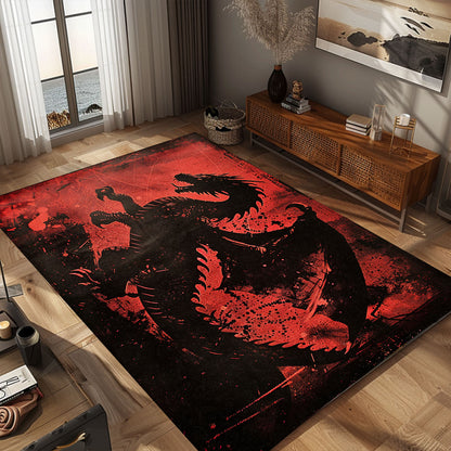 Enchanting Black and Red Dragons Area Rug, Perfect for Adding a Vibrant and Magical Touch to Your Home Decor, Gift For Dragon Lovers, Personalized Dragon Rug for Living Room, Bedroom DG109