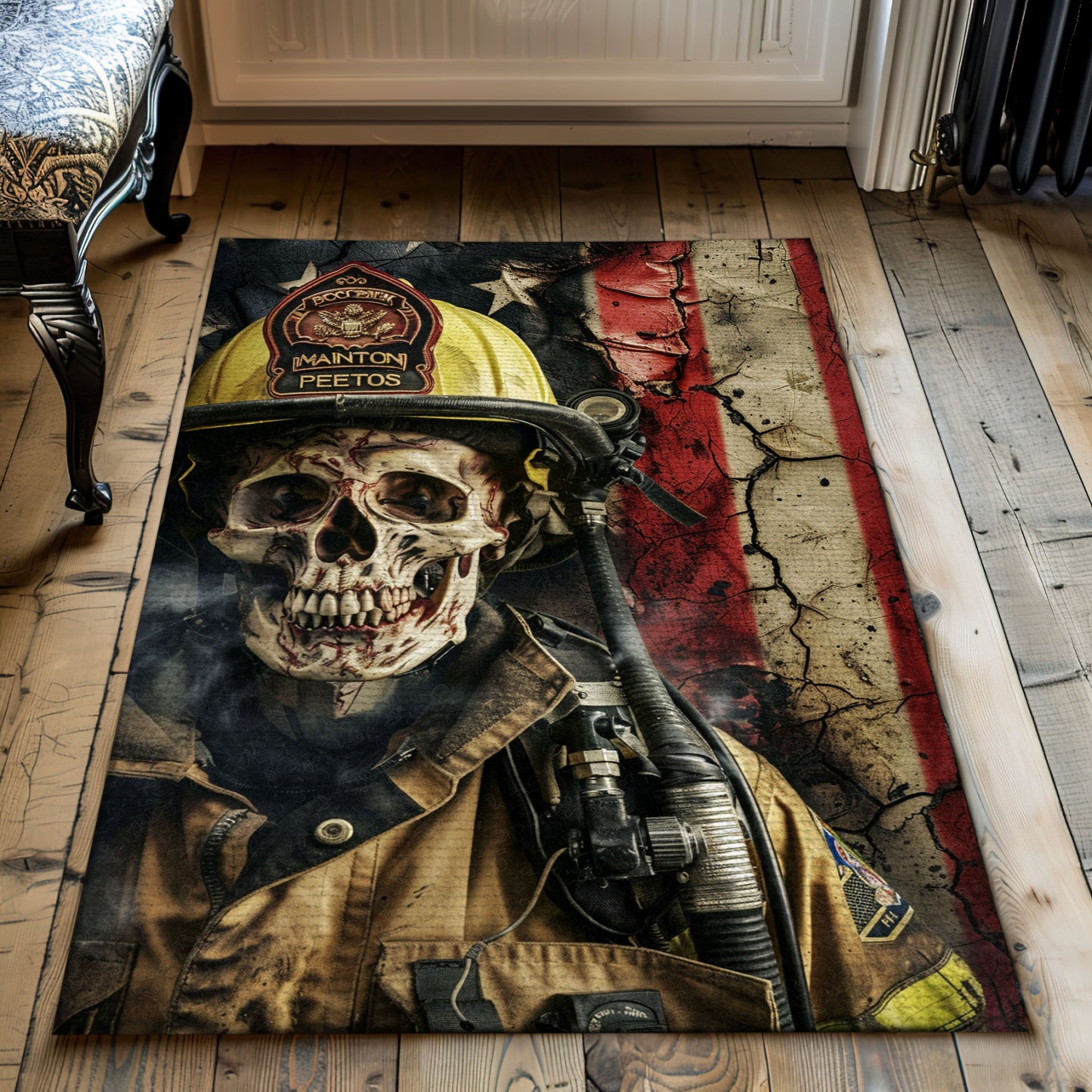 Personalized Firefighter Truck Area Rug: Heroic Decor for Your Home, Firefighter Rugs for Living Room Bedroom, Firefighter Rectangular Rugs Full Size FR21