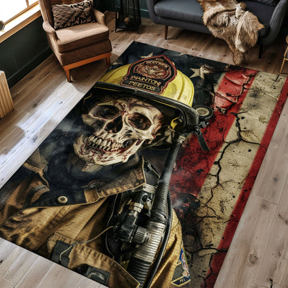 Personalized Firefighter Truck Area Rug: Heroic Decor for Your Home, Firefighter Rugs for Living Room Bedroom, Firefighter Rectangular Rugs Full Size FR21