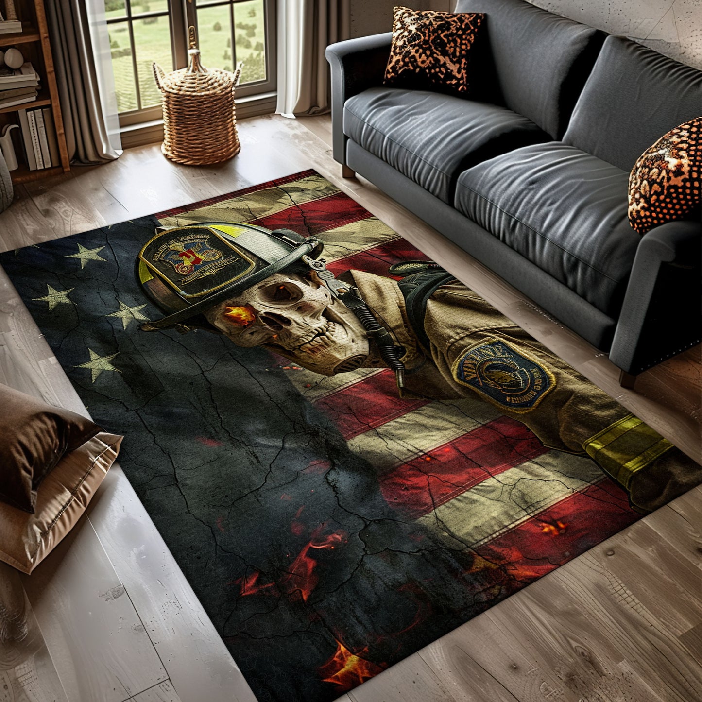 Colorful Firefighter Truck Area Rug: Make a Bold Statement in Your Home, Firefighter Rugs for Living Room Bedroom, Firefighter Rectangular Rugs Full Size FR20