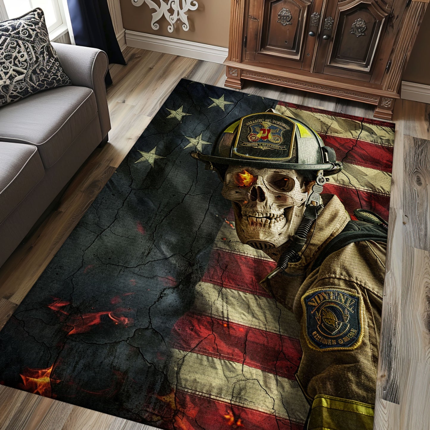 Colorful Firefighter Truck Area Rug: Make a Bold Statement in Your Home, Firefighter Rugs for Living Room Bedroom, Firefighter Rectangular Rugs Full Size FR20