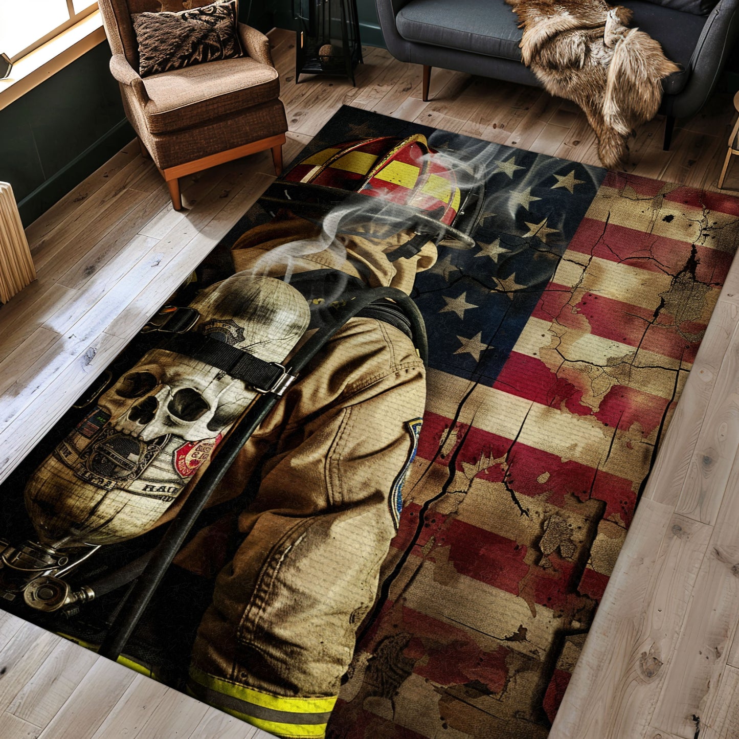 Vibrant Firefighter Truck Theme Rug: Bring Energy to Your Living Space, Firefighter Rugs for Living Room Bedroom, Firefighter Rectangular Rugs Full Size FR18