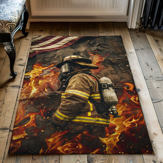 Bold Fireman Area Rug: Make a Bold Statement in Your Home Decor, Firefighter Rugs for Living Room Bedroom, Firefighter Rectangular Rugs Full Size FR40