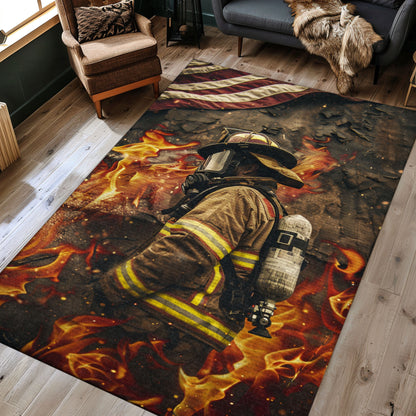Bold Fireman Area Rug: Make a Bold Statement in Your Home Decor, Firefighter Rugs for Living Room Bedroom, Firefighter Rectangular Rugs Full Size FR40