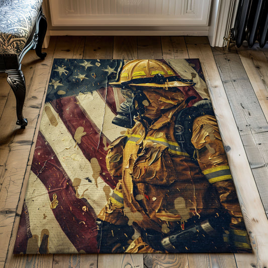 Colorful Firefighter Theme Rug: Bring Heroism to Your Living Space, Firefighter Rugs for Living Room Bedroom, Firefighter Rectangular Rugs Full Size FR39