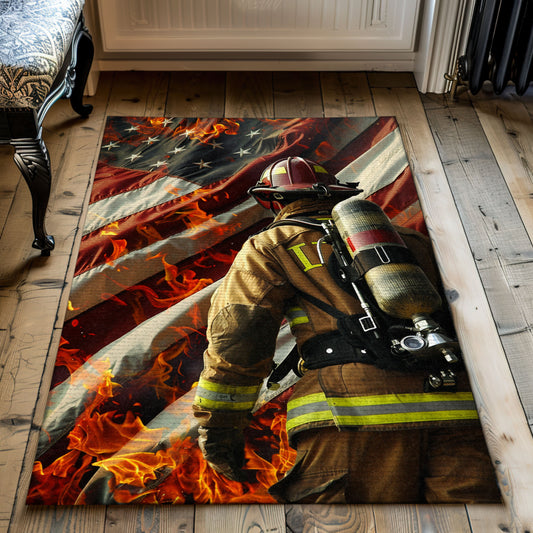 Courageous Firefighter Carpet: Pay Homage to Firefighting Heroes, Firefighter Rugs for Living Room Bedroom, Firefighter Rectangular Rugs Full Size FR38