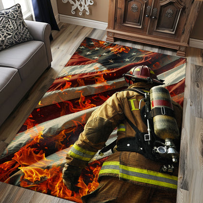Courageous Firefighter Carpet: Pay Homage to Firefighting Heroes, Firefighter Rugs for Living Room Bedroom, Firefighter Rectangular Rugs Full Size FR38