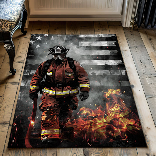 Vibrant Firefighter Rectangular Area Rug: Add Energy to Your Living Space, Firefighter Rugs for Living Room Bedroom, Firefighter Rectangular Rugs Full Size FR37