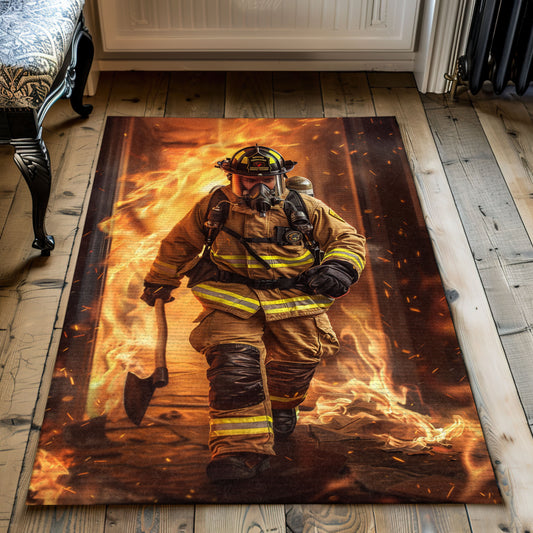 Dynamic Firefighter Theme Area Rug: Elevate Your Room with Courageous Flair, Firefighter Rugs for Living Room Bedroom, Firefighter Rectangular Rugs Full Size FR33