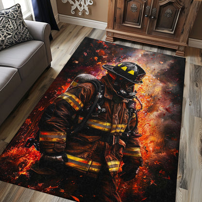 Bold Firefighter Carpet: Make a Statement with Heroic Imagery, Firefighter Rugs for Living Room Bedroom, Firefighter Rectangular Rugs Full Size FR32