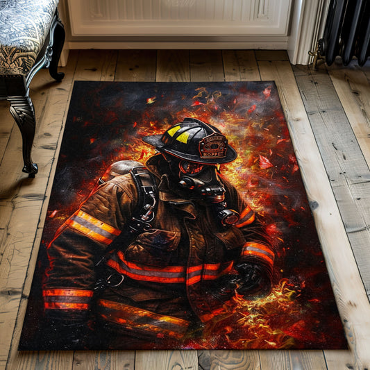 Vibrant Firefighter Rectangular Rug: Add Adventure to Your Home Decor, Firefighter Rugs for Living Room Bedroom, Firefighter Rectangular Rugs Full Size FR31