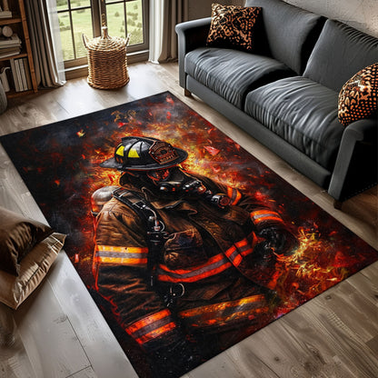 Vibrant Firefighter Rectangular Rug: Add Adventure to Your Home Decor, Firefighter Rugs for Living Room Bedroom, Firefighter Rectangular Rugs Full Size FR31