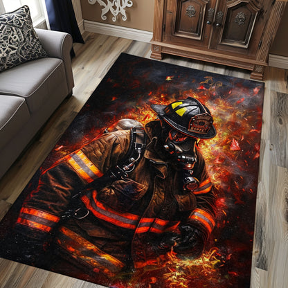 Vibrant Firefighter Rectangular Rug: Add Adventure to Your Home Decor, Firefighter Rugs for Living Room Bedroom, Firefighter Rectangular Rugs Full Size FR31